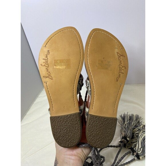 Sam Edelman Gray Gretchen Embellished Wrap Boho Gladiator Sandals Size 7 - Picture 7 of 7